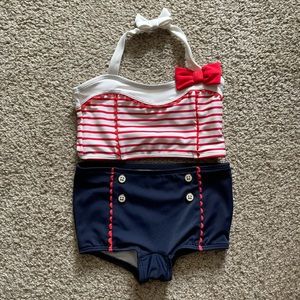 NWT Janie and Jack 2T toddler high-waisted red white & blue bikini